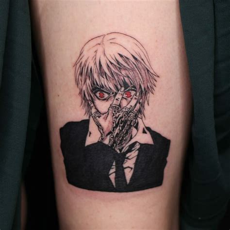 Kurapika tattoo - Chrollo Lucilfer (クロロ゠ルシルフル, Kuroro Rushirufuru) is the founder, leader, and member #0 of the Phantom Troupe. His physical strength ranked seventh among the group. Chrollo is a young man with black hair and grey eyes. Two of his distinguishing features are the cross-shaped tattoo on his forehead and a pair of orb-shaped earrings. He is usually seen wearing a dark purple coat ... 